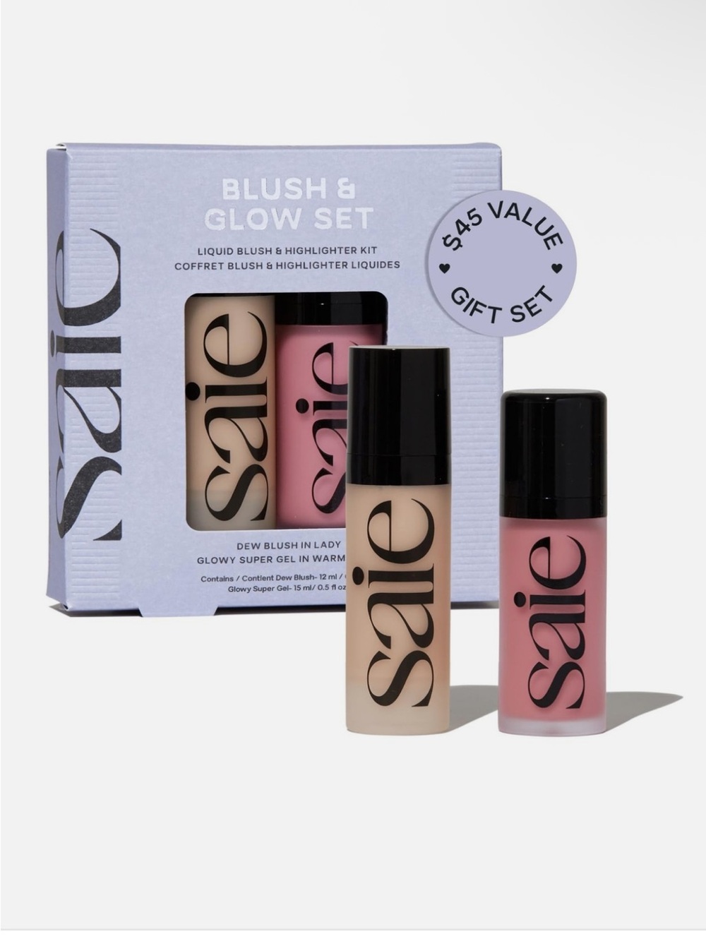 Saie Blush & Glow Kit — Warmglow Highlighter and Lady Dew Blush
